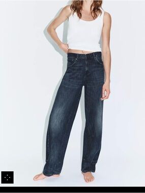 Zara Dark Blue Wide-Leg Jeans